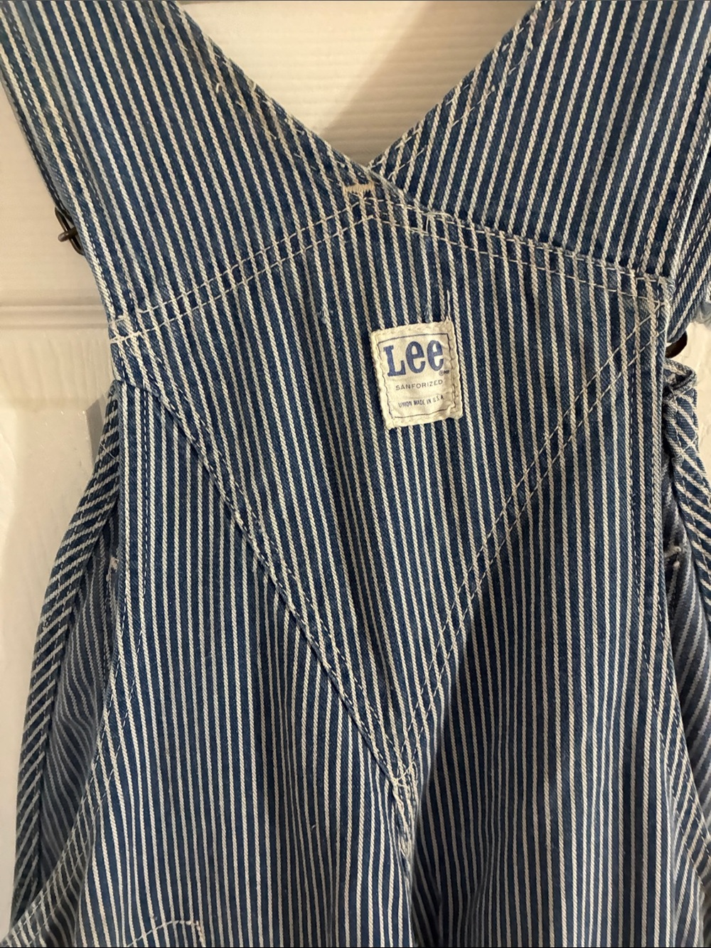 Lee Blue and White Striped Denim Overalls - Picture 6 of 9